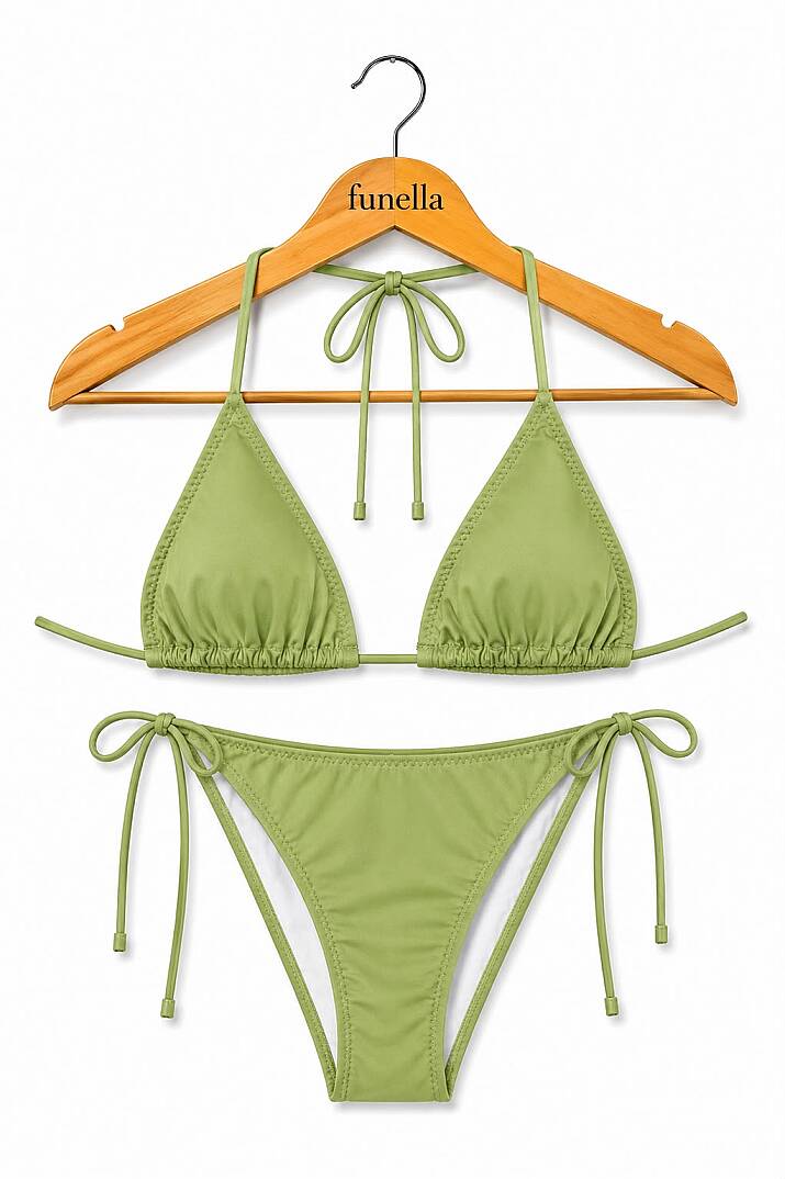 Kadın Boyundan Bağlamalı Şık Üçgen Bikini Takımı - 13
