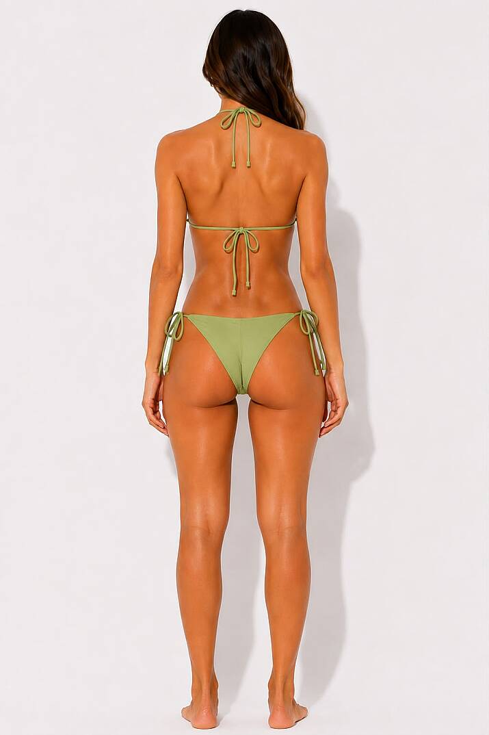 Kadın Boyundan Bağlamalı Şık Üçgen Bikini Takımı - 16