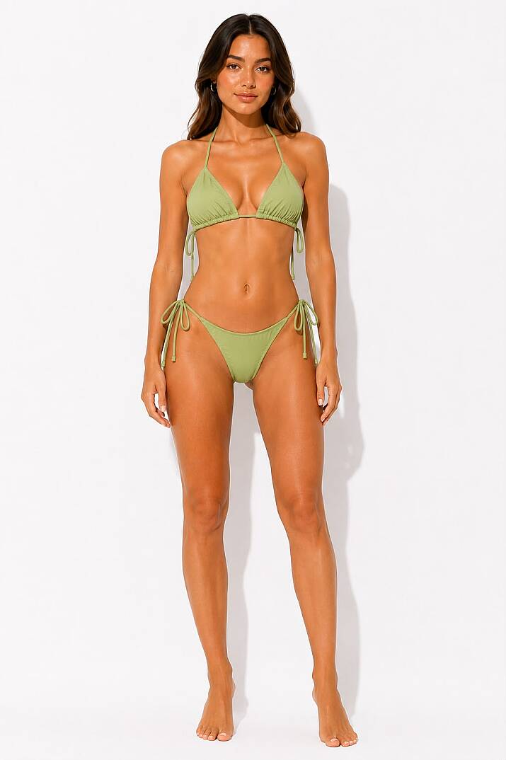 Kadın Boyundan Bağlamalı Şık Üçgen Bikini Takımı - 14