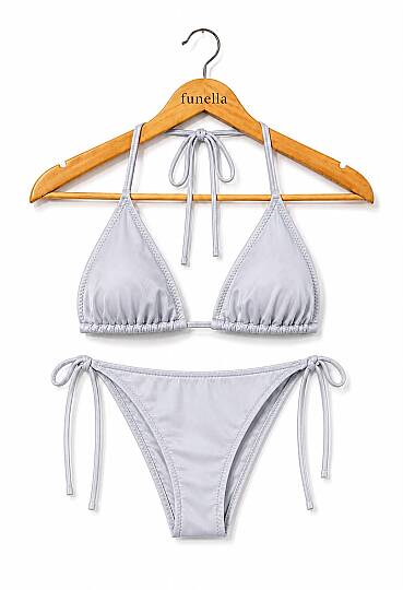 Kadın Boyundan Bağlamalı Şık Üçgen Bikini Takımı - 17