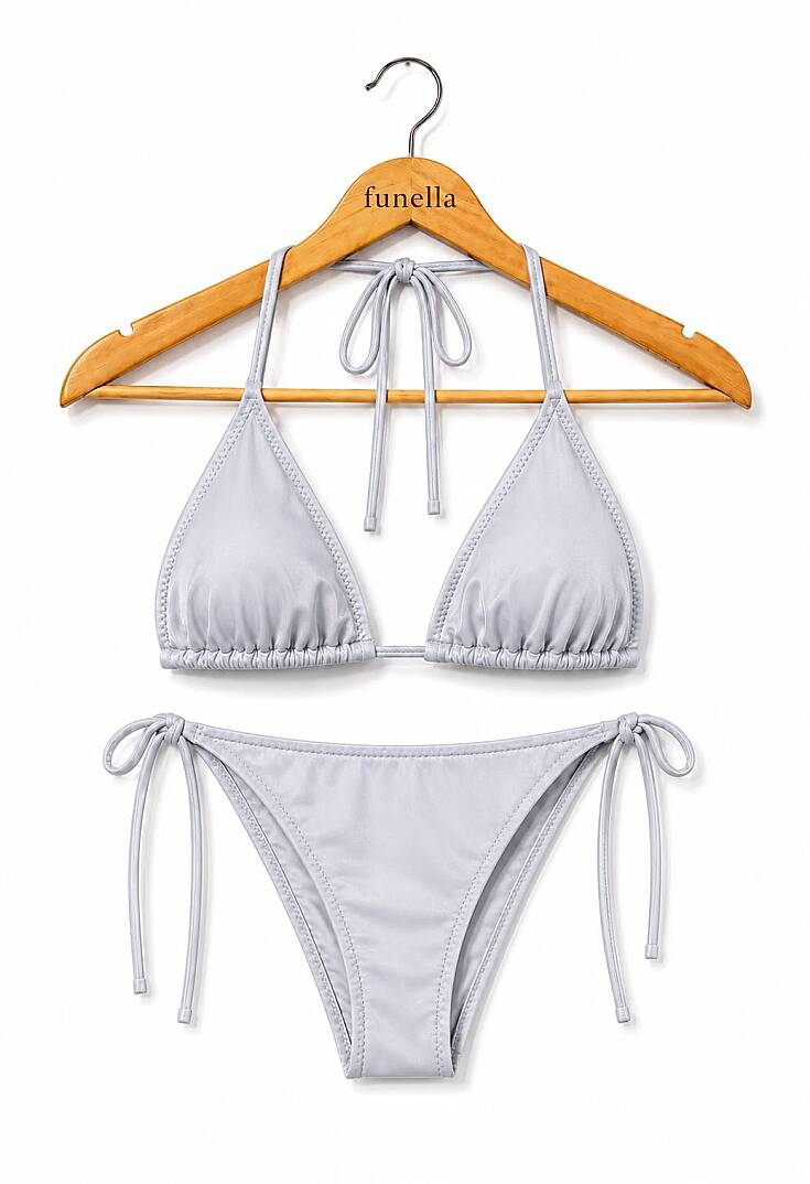 Kadın Boyundan Bağlamalı Şık Üçgen Bikini Takımı - 17