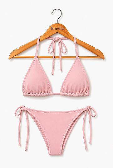 Kadın Boyundan Bağlamalı Şık Üçgen Bikini Takımı - 21