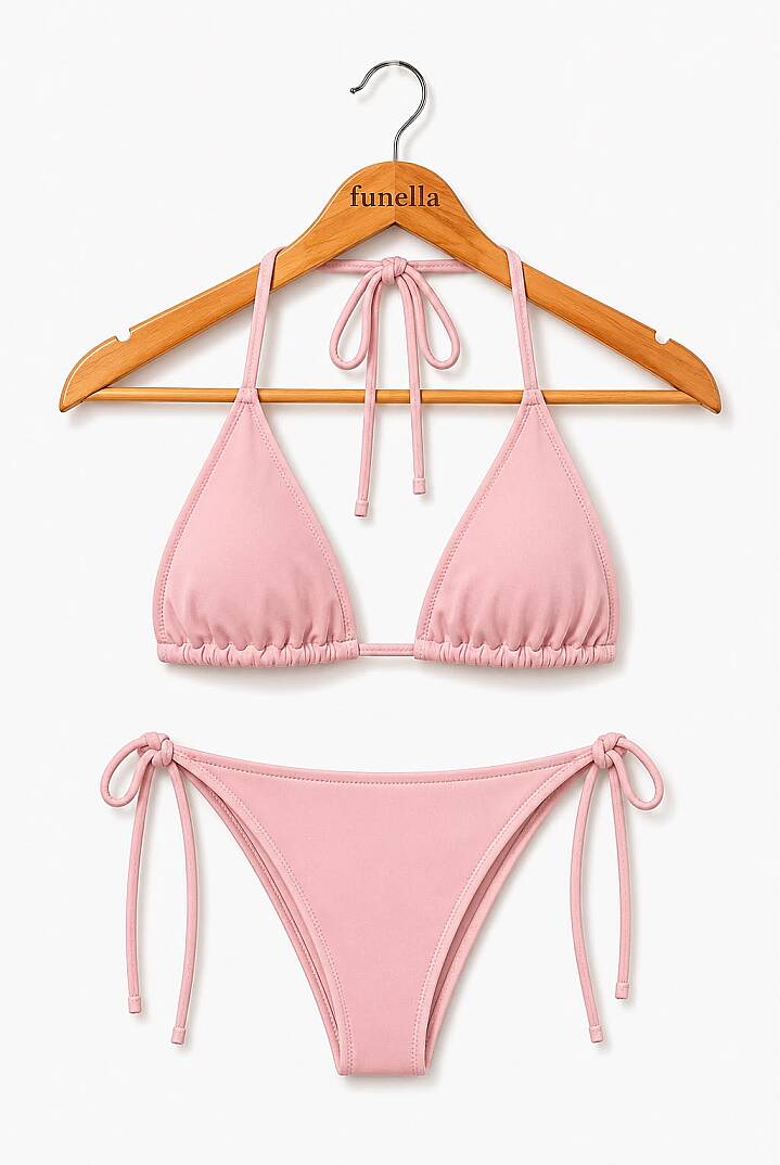 Kadın Boyundan Bağlamalı Şık Üçgen Bikini Takımı - 21