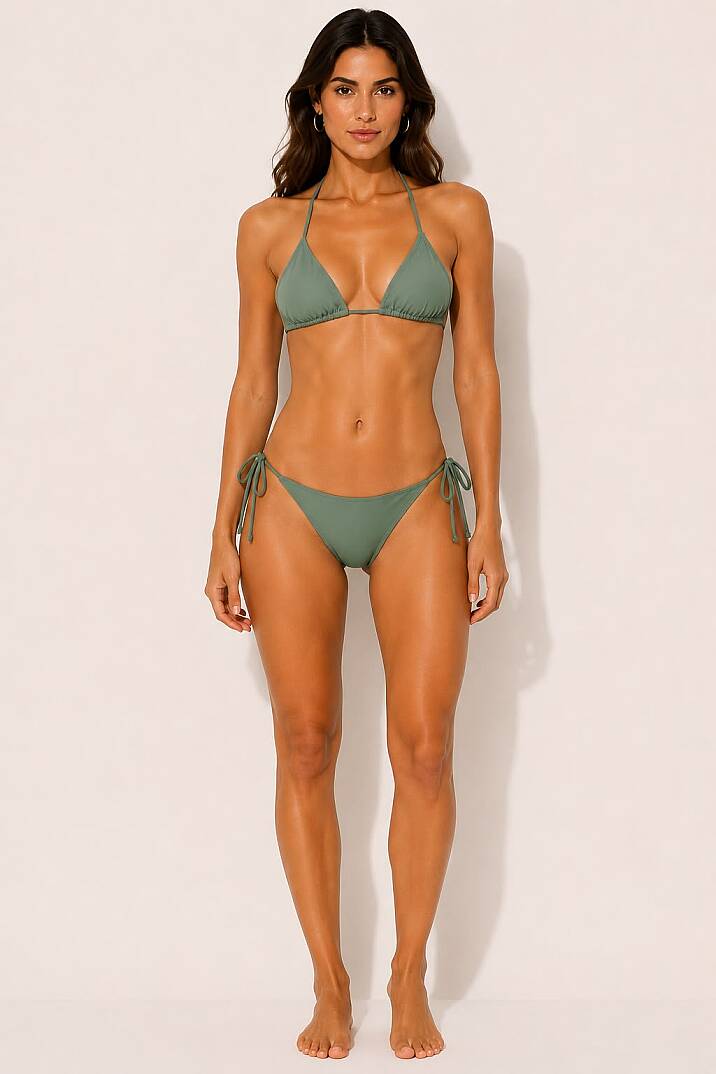 Kadın Boyundan Bağlamalı Şık Üçgen Bikini Takımı - 27