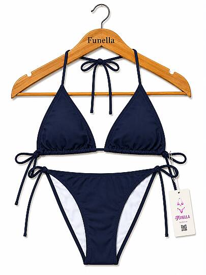 Kadın Boyundan Bağlamalı Şık Üçgen Bikini Takımı - 35