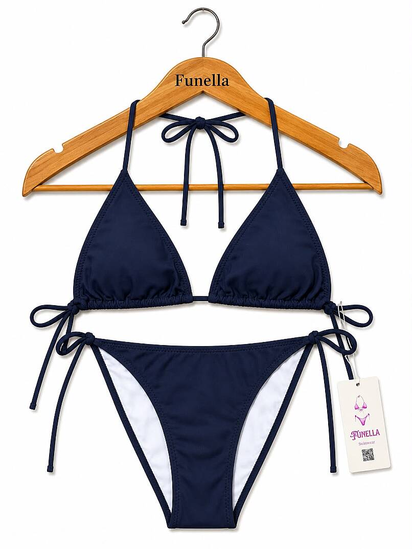 Kadın Boyundan Bağlamalı Şık Üçgen Bikini Takımı - 35