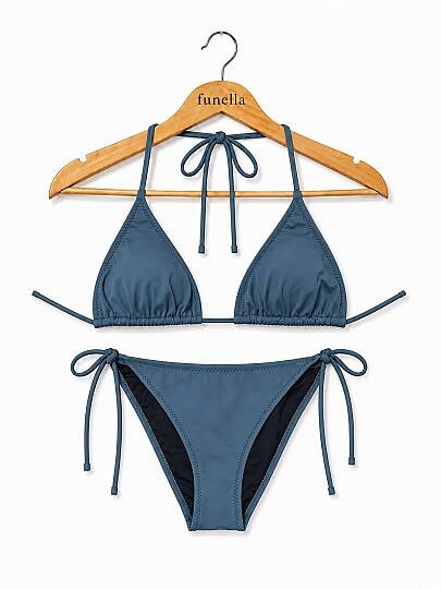 Kadın Boyundan Bağlamalı Şık Üçgen Bikini Takımı - 47