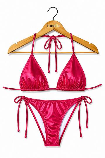 Kadın Boyundan Bağlamalı Şık Üçgen Bikini Takımı - 52