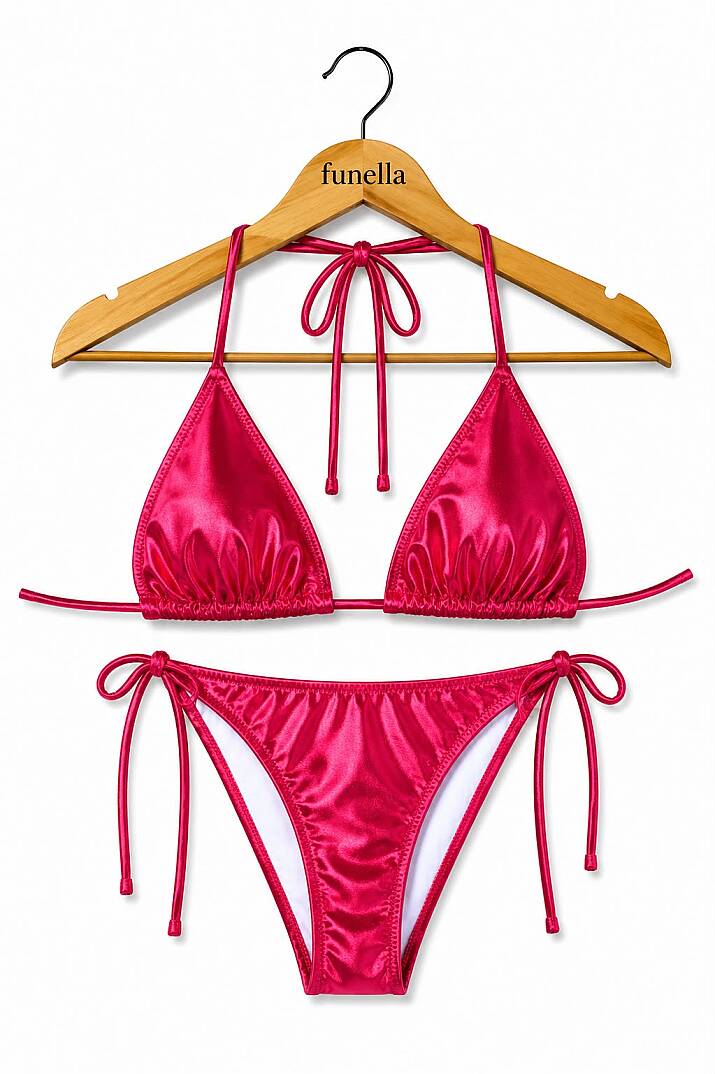Kadın Boyundan Bağlamalı Şık Üçgen Bikini Takımı - 52